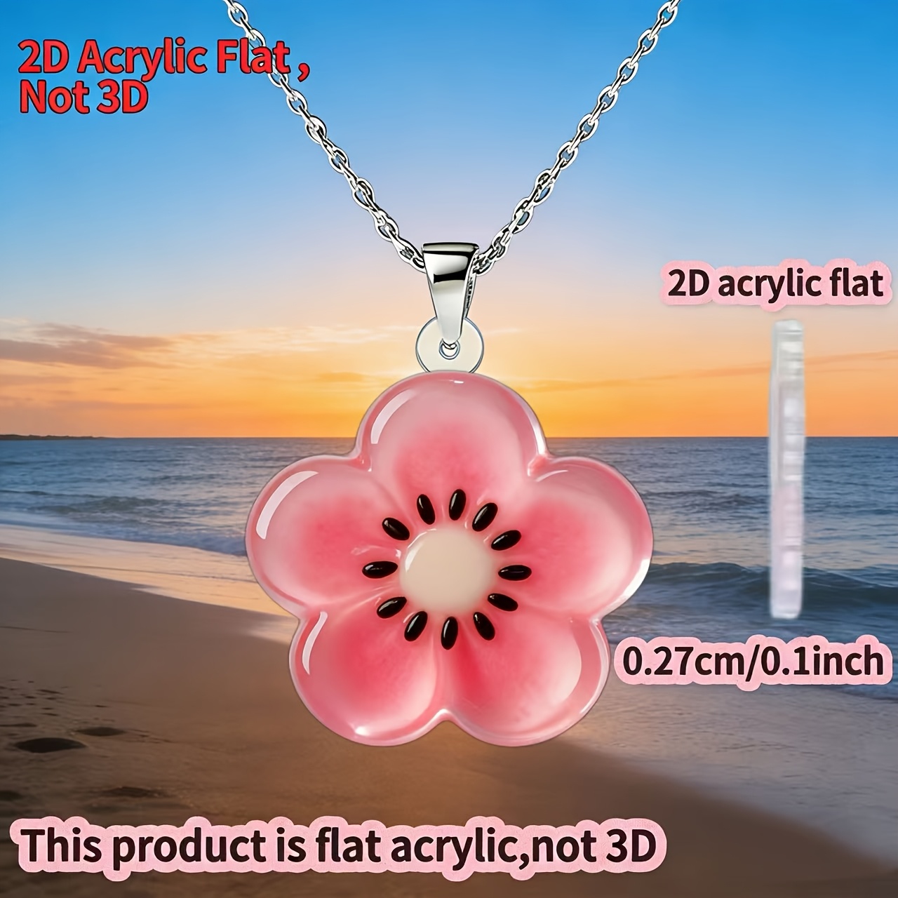 Cute Small Flowers Acrylic Necklace, Fashion Pendant